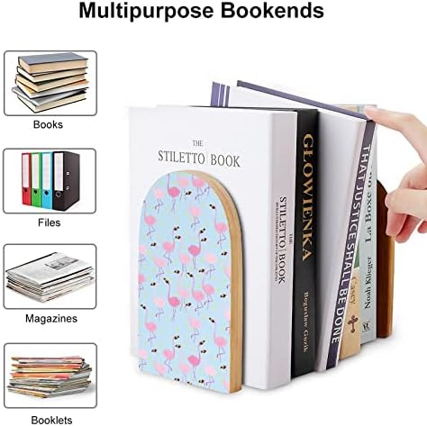 Padrão rosa de flamingo Livros de madeira de madeira Modern Decorative Bookshelf Book Stopper