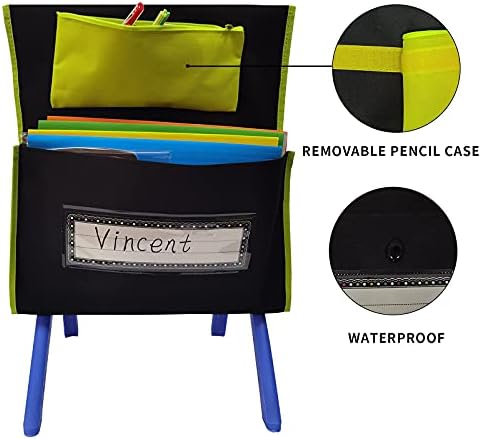 Bolsos de cadeira abckey para sala de aula com etiquetas de nome, organizador de cadeira à prova d'água