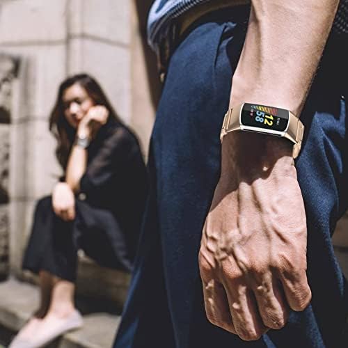 Bandas de metal para Fitbit Charge 5, Bandas de relógio de aço inoxidável Substituição de pulseira Ajuste Ajusta