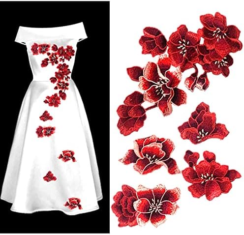 Aplique de renda 5pcs/set Apliques de flores costura bordada em remendos para roupas adesivos de vestido de decoração