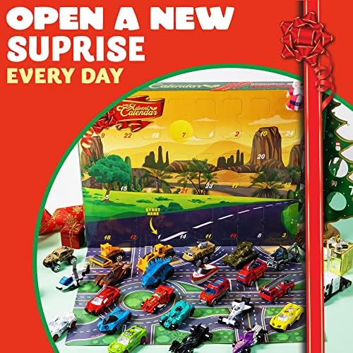 Joyin 2022 Christmas 24 dias contagem regressiva Advento Calendário com 24 PCS Die Cars Cars Toys de veículos