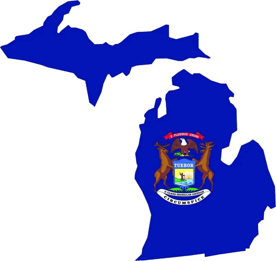 Adesivo de bandeira em forma de Michigan, auto adesivo, vinil mi - c3061- 6 polegadas ou 15 centímetros