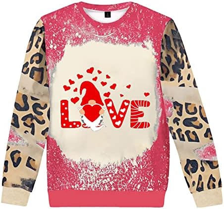 Miashui Pullover casual Mulheres do Dia dos Namorados Padrão de Amor Padrão Drop Drop ombro Sorto Sweatshirt