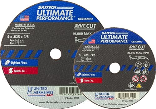 United Abrasives- Sait 23165 SAITECH Ultimate Performance Fino de alta velocidade rodas de corte 4 x 1/16 x 3/8