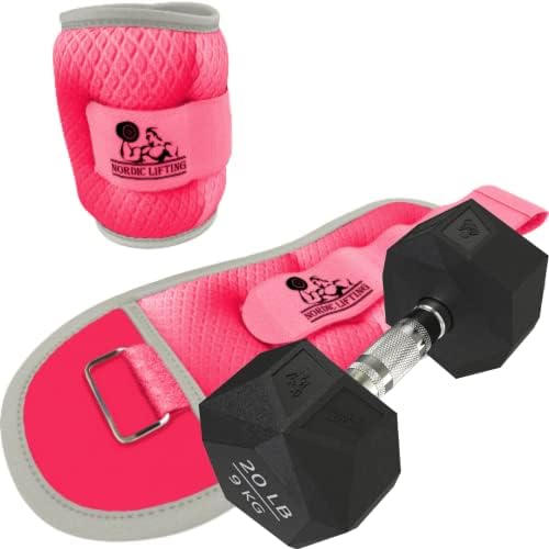 Pesos do pulso do tornozelo 5lb - pacote rosa com halteres prisma 20 lb