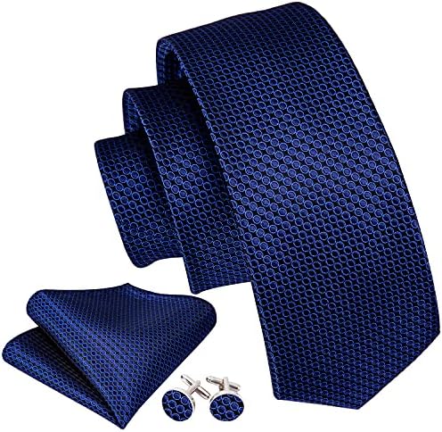BARRY.WANG MEN's Tie Set Polka Dot Handkerchief Cufflinks Plaid Fashion Coconties Business Business Business