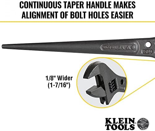 Klein Tools 3239 Chave Ajustável, Chave Ajuste Ajustável, Chave de Spud de Recurência de até 1-7/16 polegadas