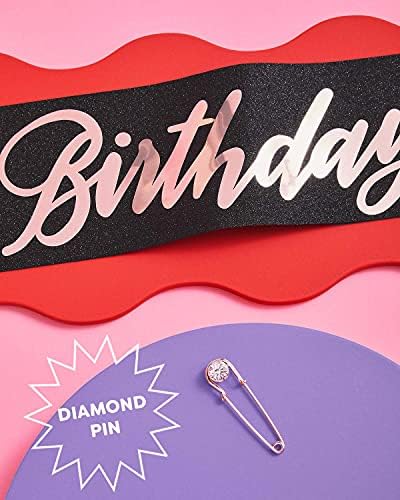 XO, Fetti Birthday Girl Sash - Black Glitter + Rose Gold Foil | Decorações de festas de aniversário - 16, 21, 30,