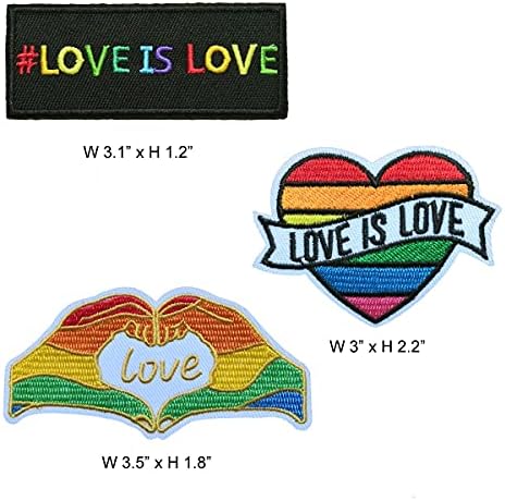 3 PCs Love Is Love Bordered Iron on Patch Rainbow Distrange Acessórios Pride Month Acessórios