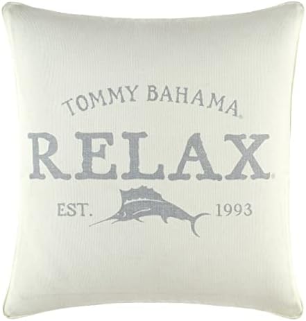 Tommy Bahama Pillow Pillow Algodão macio com zíper, decoração de casa elegante para cama ou sofá, 18 L x 18 W, relaxe cinza/bege