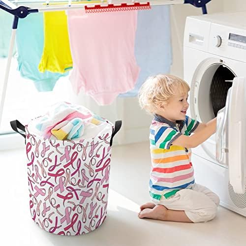 Fita rosa Câncer de mama de mama Consciência de lavanderia dobrável cesta de lavanderia grande