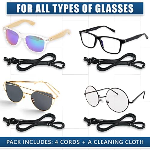 Sigonna Eye Glasses Stracer Selas - Óculos de sol Sports Strap para homens Mulheres - óculos Titulares ao redor do pescoço - Correntes de cordas de retenção de óculos - 4 cordões