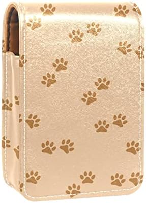 Pata de cão marrom claro Cato de gato impressão Lip Gloss Batom Case de batom portátil Bolsa