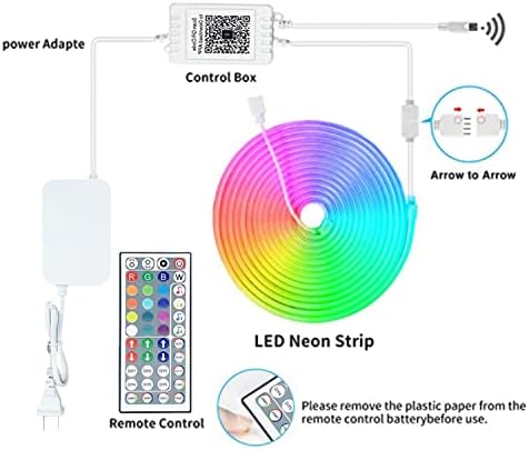 Luzes de neon l8star, 10 pés RGB LED NEON ROPE LUZ COM CONTROLE DE REMOTO, LIMPE DE NEON LIGHT SMART COR