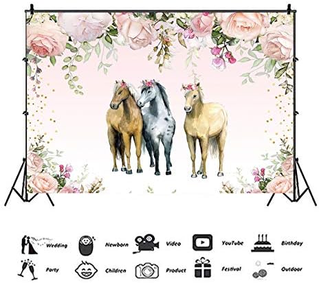 Campo rosa de flor de cowboy oeste cowgirl tem tema fotografia pano de fundo 5x3ft crianças menino ou princesa