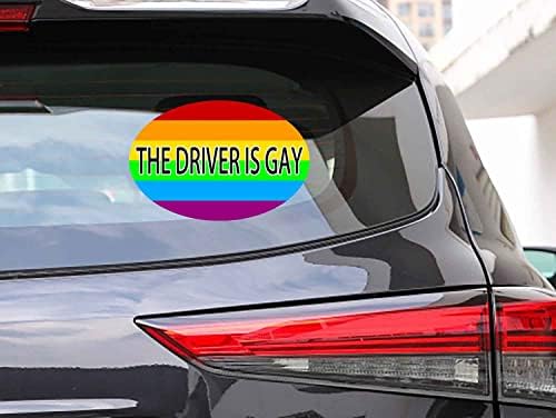 2 pacote O motorista é gay decalque de adesivo de pára -choques LGBT gay, decalque engraçado para carros