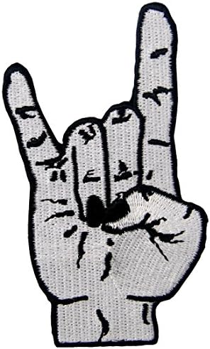 Rock and roll tatuagem símbolo de mão sinalização de dedo remendo de apliques bordados crachar