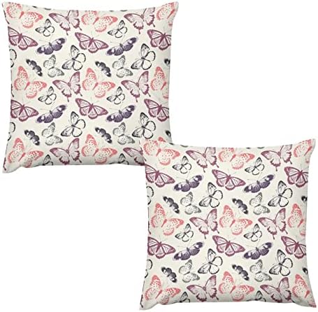Retro Butterfly Pattern1 Tampas de travesseiro de arremesso de 2 casas de almofada para sofá de sofá