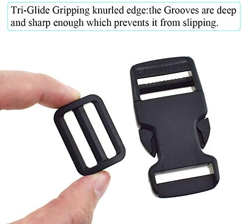 SGH PRO 1 polegada única fivelas de liberação lateral rápida com 1 polegada Slides Tri-Glide Clips Snaps