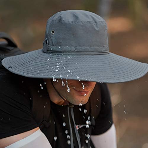 Moda masculino chapéu de sol dobrável Proteção à prova d'água Pescador boné largo birm boonie chapéu para
