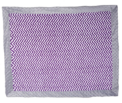 Bacati Purple Ikat Zigzag Chevron com cobertor de pelúcia de borda cinza, roxo brilhante/cinza, 30 x 40