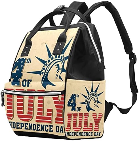4 de julho Dia da Independência Estátua da bandeira americana de Liberty 2 Backpack de bolsa com bolsas trocas para