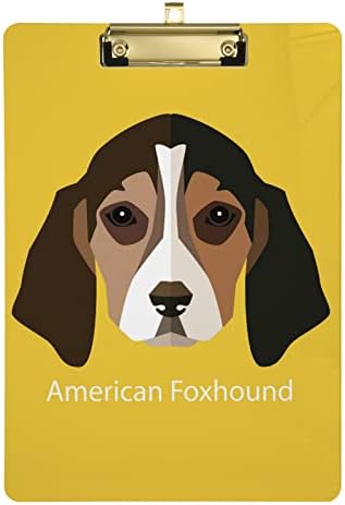 Placa American Foxhound Dog Plástico A4 Tamanho da letra PVC Placa de redação com clipe de metal de prata