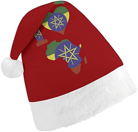 Eu amo a Etiópia Flag Africa Christmas Hat personalizada Papai Noel Hat Decorações de Natal engraçadas