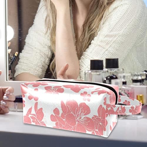 Tbouobt Makeup Bag Zipper Bolsa Travel Organizador cosmético para mulheres e meninas, flores rosa Flores Vintage