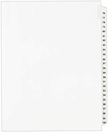 Avery Legal Divishers, conjuntos de reuniões padrão, tamanho da letra, abas laterais, 76-100 guias Conjunto