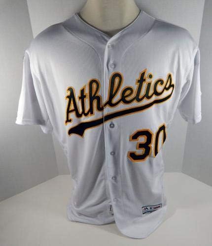 2018 Oakland Athletics Brett Anderson 30 Jogo emitiu White Playoff Jersey 763 - Jogo usou camisas da MLB