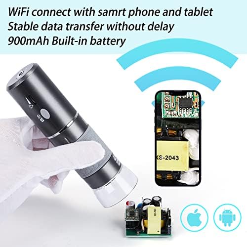 Câmera de microscópio digital WiFi HD 4K 3840x2160p para iPhone Android e Windows Mac PC, microscópio