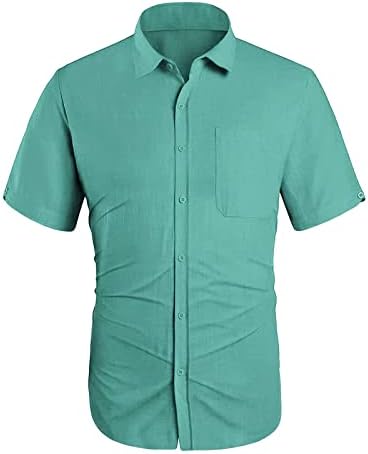 Camisas de praia de manga curta masculinas Button de verão, camisa de férias tropical simples com