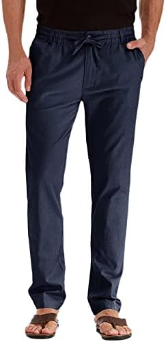 Calças para calças casuais de homem têm cintura elástica e zíper com cordão interno ajustável