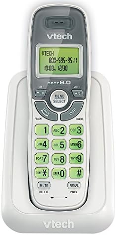 VTECH CS6114 DECT 6.0 Telefone sem fio com identificação de chamadas/chamada esperando, branco/cinza com 1
