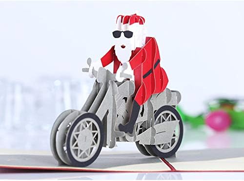 Cartão pop -up de Natal festivo Hovico, com uma motocicleta de boneco de neve interessante em