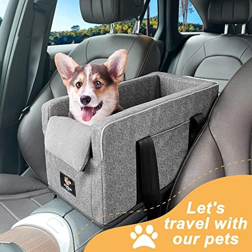 Fanfolou Dog Console Seate para cães pequenos, assento de cachorro do console central, assento de carro com travesseiro