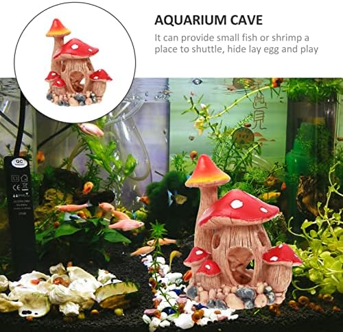 IPETBOOM Decoração de cogumelo Decoração de cogumelo Caverna aquário de cogumelo ， 1 PC Peixe esconderijo