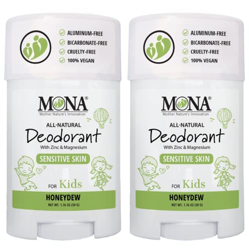 Mona Brands desodorante natural para crianças | Para meninas e meninos | Pele sensível | Sem bicarbonato de