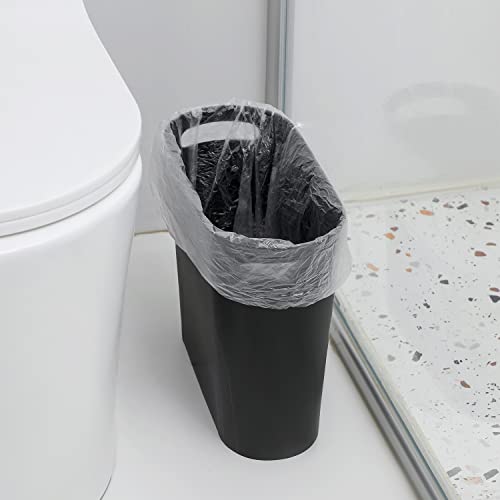 Rejomiik Pequeno lixo pode fino lixo lata de plástico cesta com alças de 1,6 galão Bin para espaços estreitos banheiro,