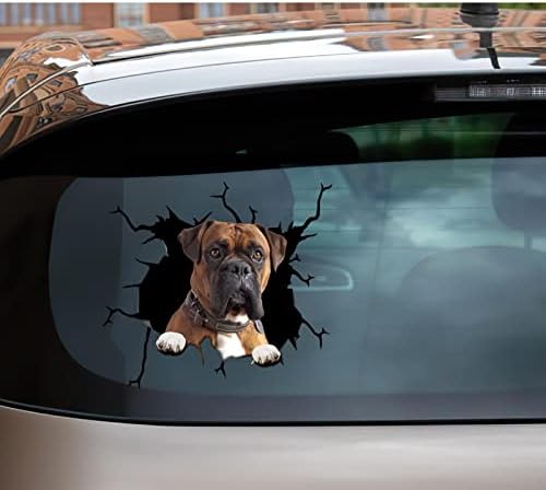 Decalques de cães de boxer de Camellia Print Decalques de cachorro boxer para janelas de carro VEÍCULOS