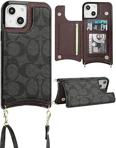 Caixa de carteira de luxo para designer iPhone 14 Plus Caso para mulheres de luxo, couro de couro clássico