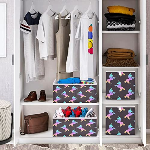 cestas de armário visesunny rainbow unicórnio de baixo estilo poligonal caixas de tecido de armazenamento para organizar