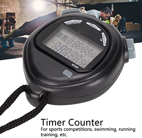 Running Stopwatch, Multifuncional Profissional Impermeável Stopwatch 10 voltas Memória de distância