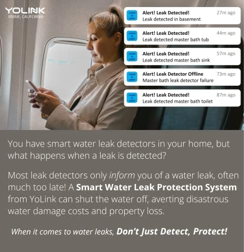 Sensor de vazamento de água Yolink, lora até 1/4 de milha de variação de água inteligente e detector de inundações,