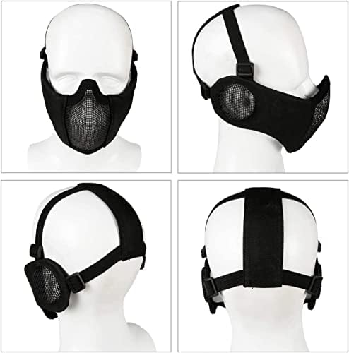 Máscara de malha dobrável tática +com tampa de beisebol ajustável com proteção contra ouvido, para tiro