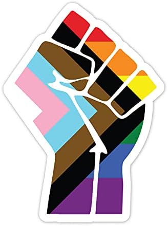 PURIL APLICACIVO Resista do Fist Progress Pride Flag LGBT - Vibrante Janela estática A aderindo - 5 polegadas