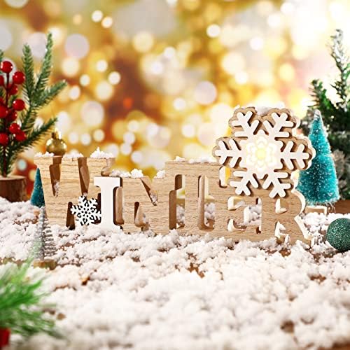 Ornamentos leves de desktop de Natal do Sewacc com luz de madeira de Natal LED LED Decor de Carta de Natal para