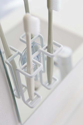 Yamazaki Home 2530 Organizador de xícara de copo de escova de dentes para banho, tamanho, branco, branco