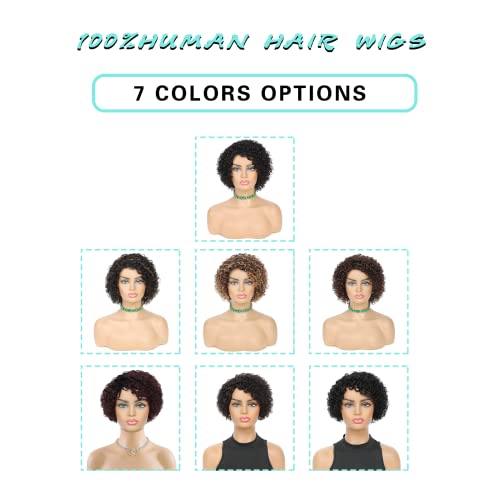 Mowcaw curto cacheado perucas de cabelo humano para mulheres negras 8 polegadas curta peruca curta